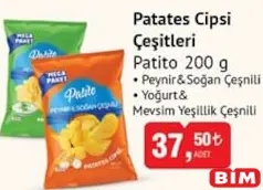 PATİTO PATATES CİPSİ ÇEŞİTLERİ 200 G